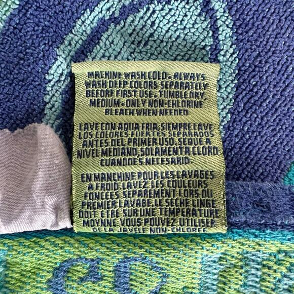 Vintage Cecil Saydah Beach Towel Go Fish Blue Green Cotton Retro Whimsical 34x63 - Picture 5 of 11